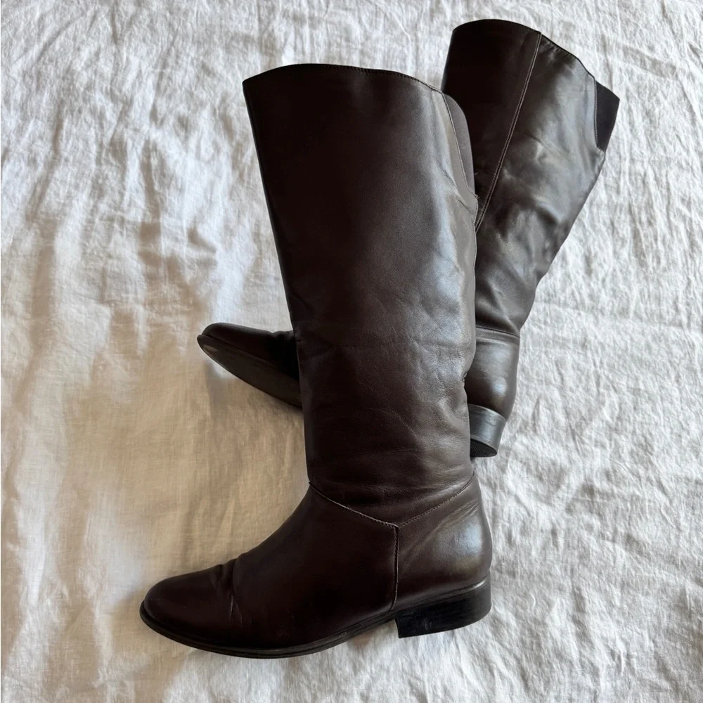 Vintage Brown Leather Riding Boots Size 10 Classic Casual